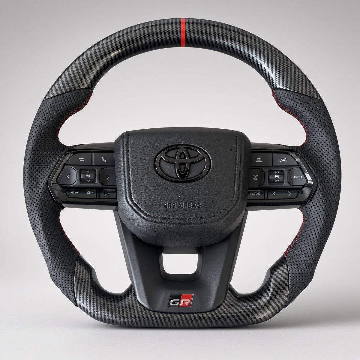 Toyota GR300 Hilux/Prado/Land Cruiser steering wheel - Forged Carbon (Black + Red stripe)